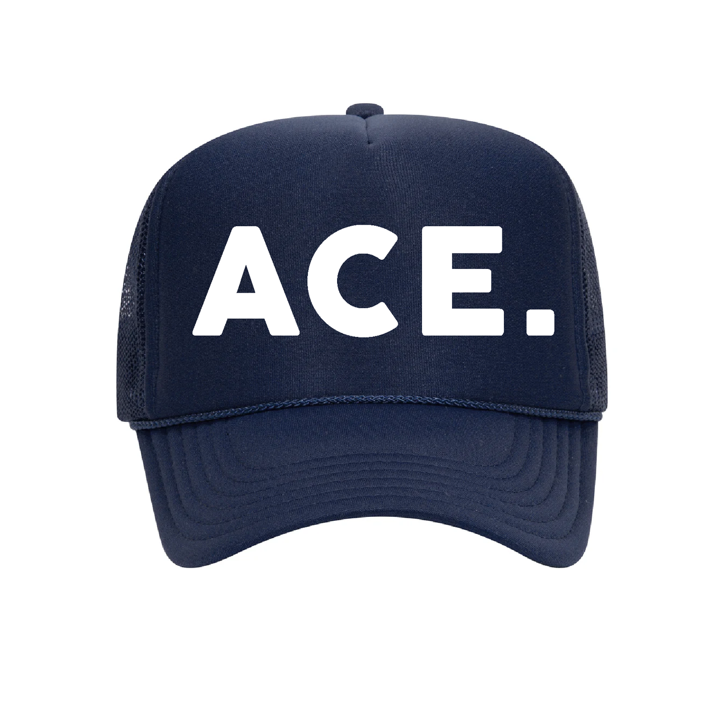 COURT JUNKIES® CLASSIC EMBROIDERED DETAIL ACE. TRUCKER HAT - NVY