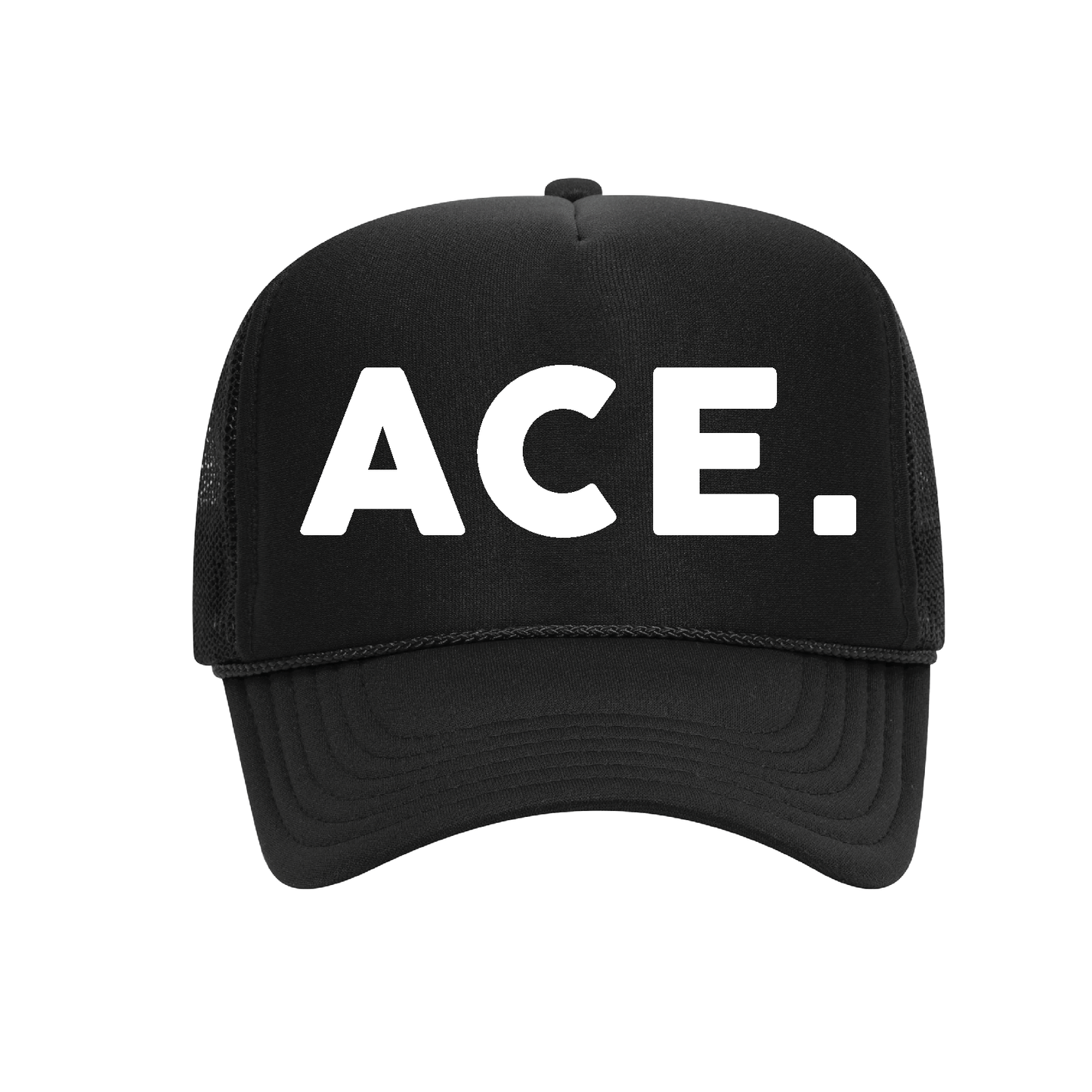 COURT JUNKIES® CLASSIC EMBROIDERED DETAIL ACE. TRUCKER HAT-BLK