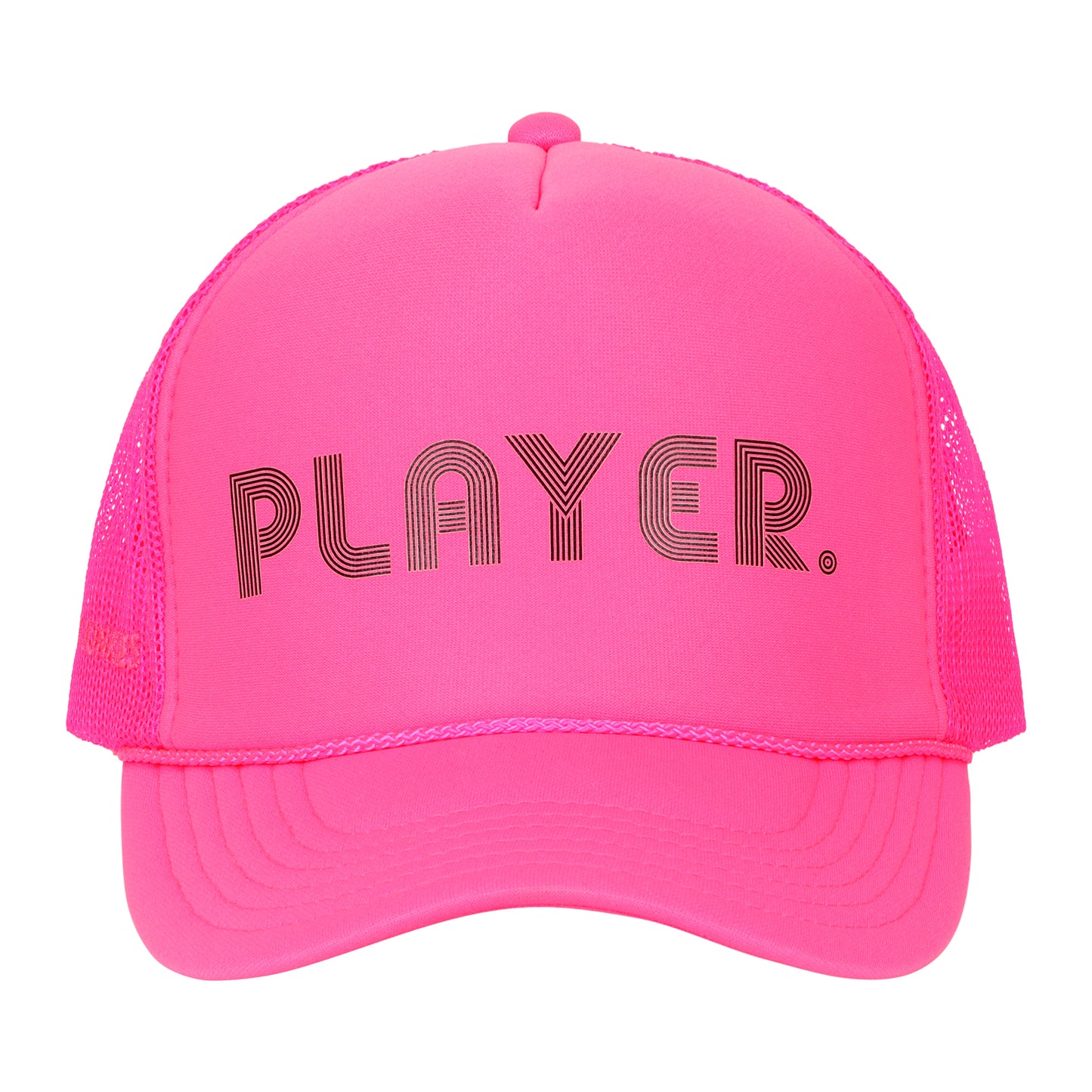 PLAYER. NEON PINK TRUCKER HAT