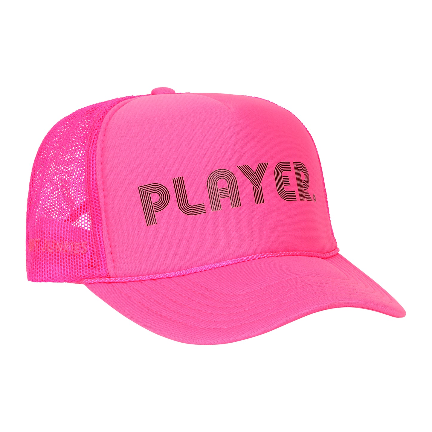 PLAYER. NEON PINK TRUCKER HAT