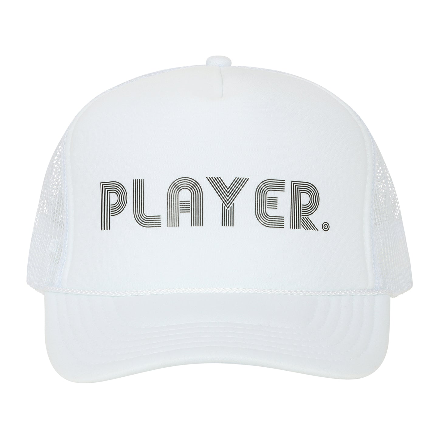 PLAYER. WHITE TRUCKER HAT