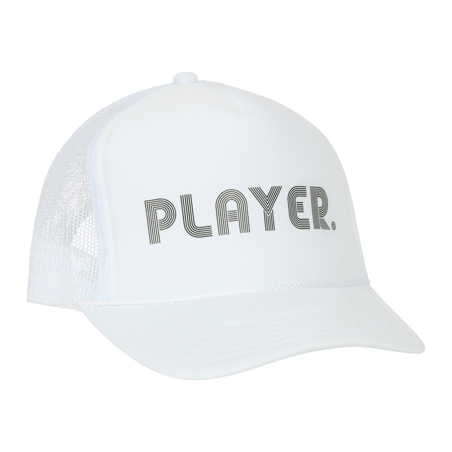 PLAYER. WHITE TRUCKER HAT
