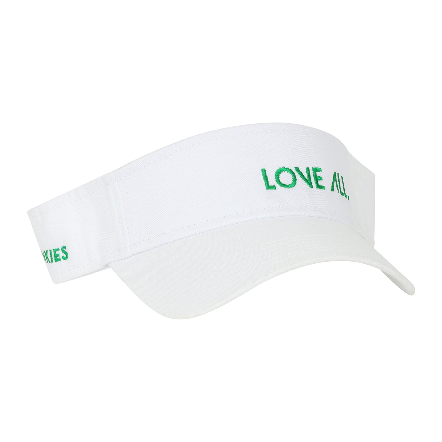 COURT JUNKIES® EMBROIDERED LOVE ALL. COURT VISOR - WHITE