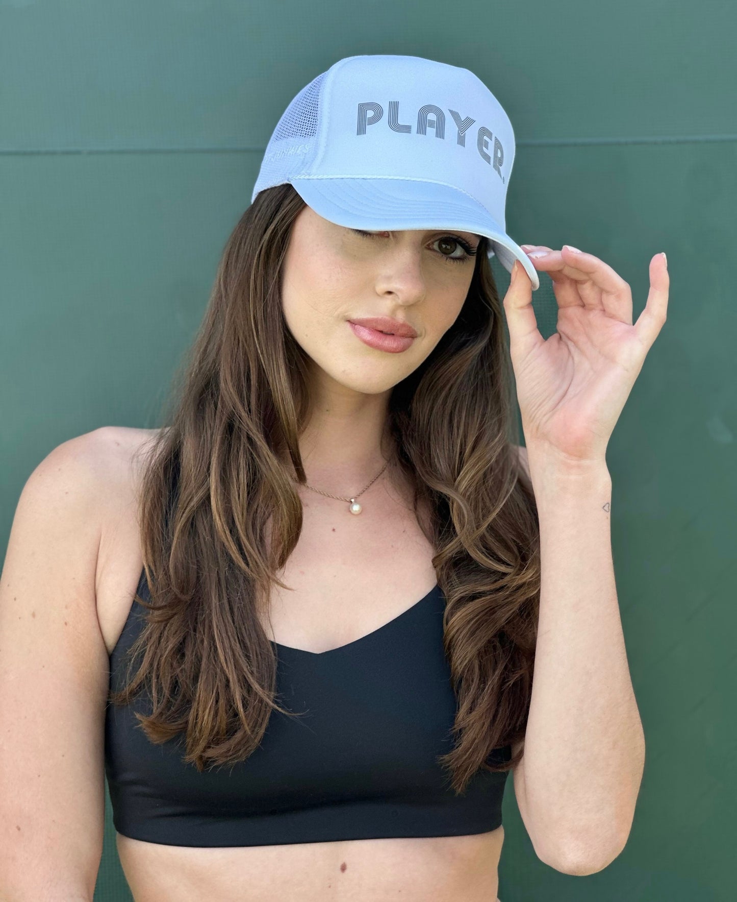 PLAYER. WHITE TRUCKER HAT
