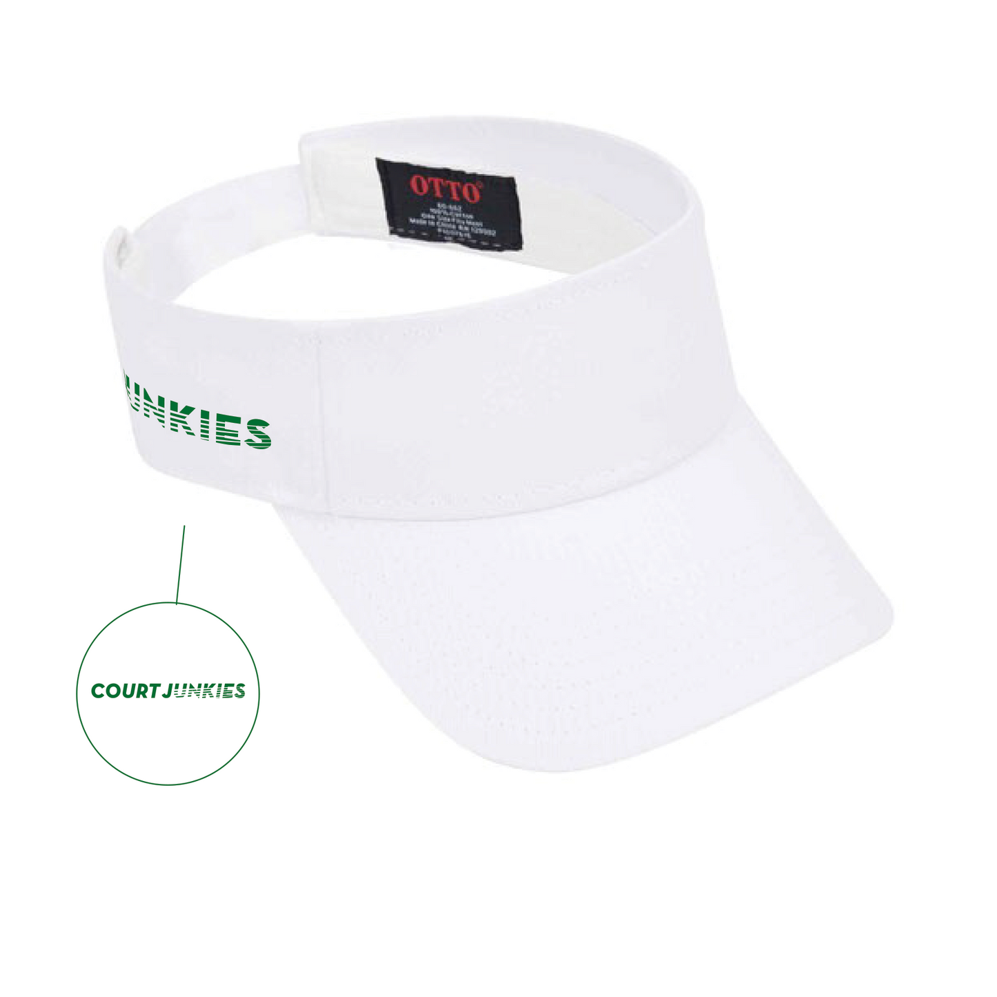COURT JUNKIES® EMBROIDERED LOVE ALL. COURT VISOR - WHITE